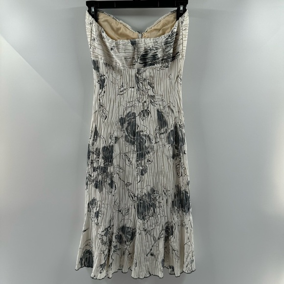 Elana Kattan Strapless Pleated Floral Dress – Black & White, Size XS/S - Picture 5 of 7